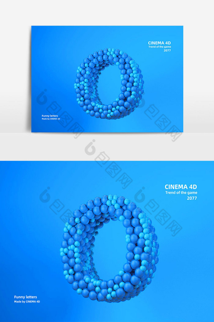 C4D小球创意立体英文字母O图片图片