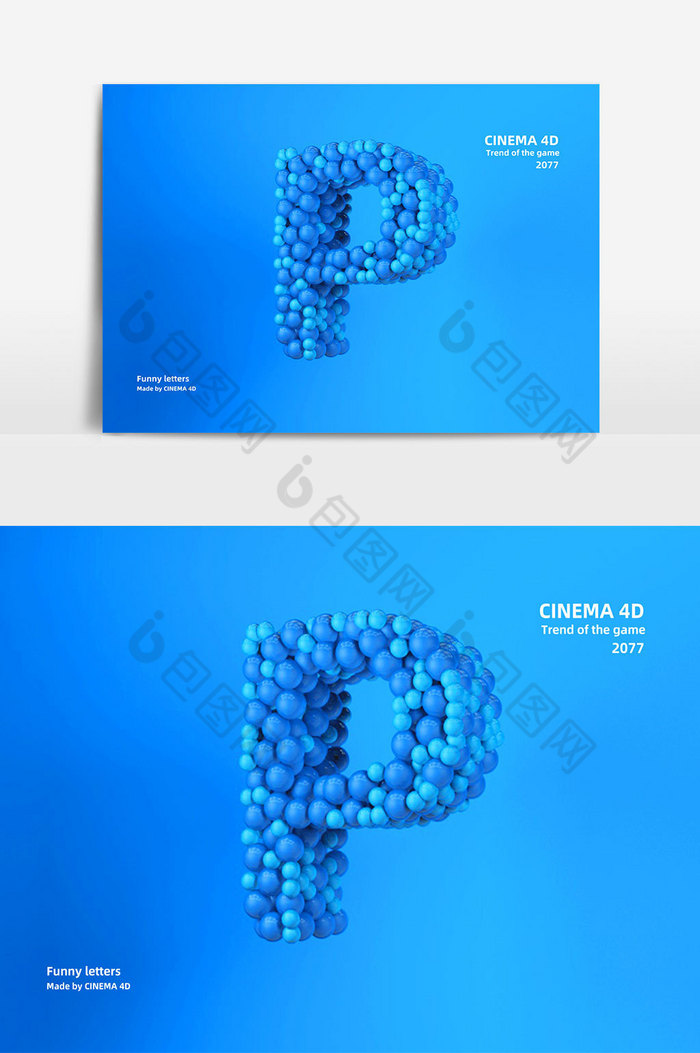C4D小球创意立体英文字母P图片图片