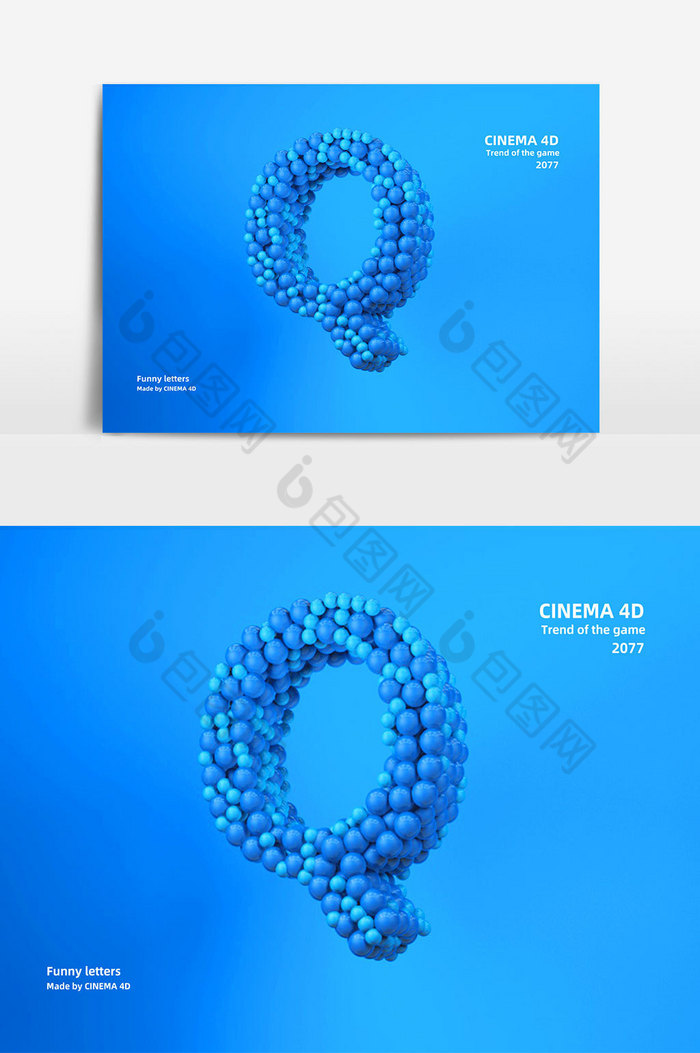 C4D小球创意立体英文字母Q图片图片