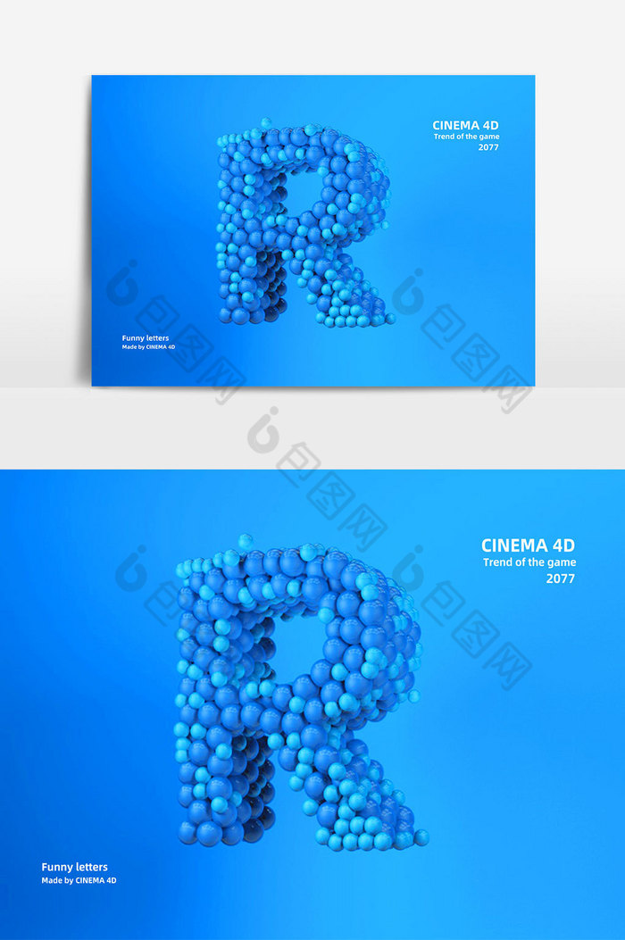 C4D小球创意立体英文字母R图片图片