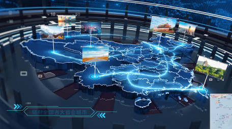 大气科技三维辐射中国地图图文宣传AE模板