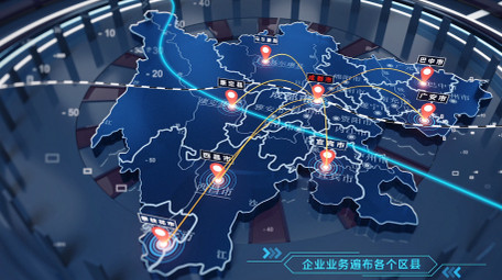 大气科技三维辐射中国地图图文宣传AE模板