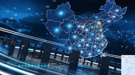 大气科技三维辐射中国地图图文宣传AE模板