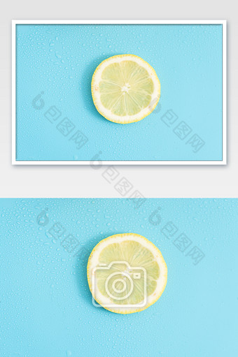 夏日柠檬冰爽创意蓝色海报图片