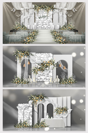 个性定制白绿户外主题婚礼效果图图片