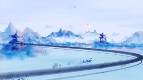 大气青色江南中国风水墨片头pr模板