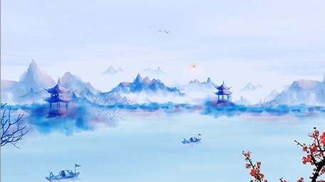 大气青色江南中国风水墨片头pr模板