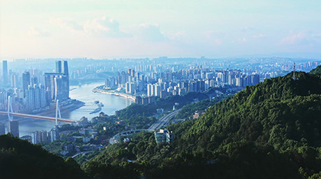 4k大气航拍重庆长江两岸风光城市天际线