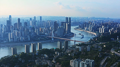 4k大气航拍重庆长江两岸风光城市天际线