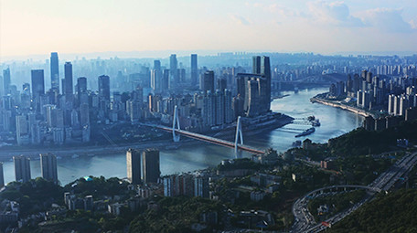 4k大气航拍重庆长江两岸风光城市天际线