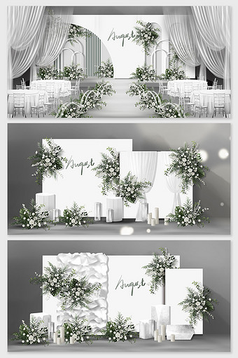 定制韩式简约大气白色主题婚礼效果图图片