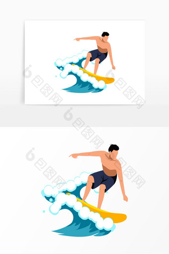 AI矢量卡通冲浪元素图片