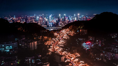 4k航拍重庆黄桷垭老街城市CBD<strong>夜景</strong>延时
