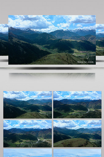 4k航拍高山绿地雪山祖国大好河山自然风光图片