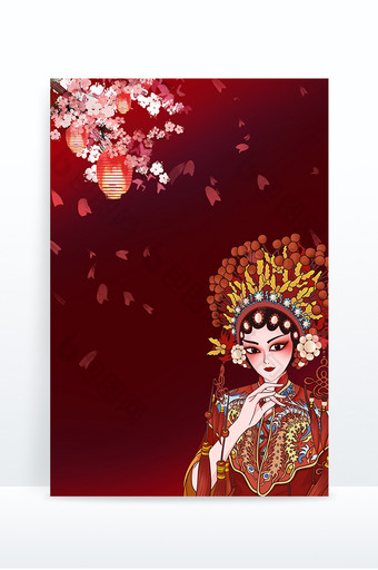 红色复古中国风京剧戏曲背景图片