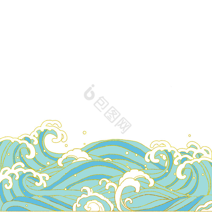 线描海浪浪花波涛汹涌