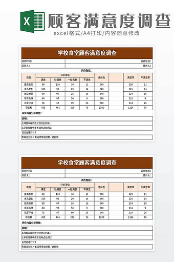 简洁顾客满意度调查excel模板图片