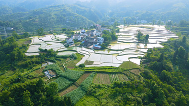 4K航拍最美乡村农田农村风貌