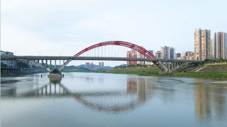 4K航拍四川渠江大桥车流