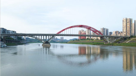 4K航拍四川渠江大桥车流