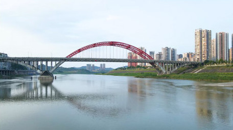 4K航拍四川渠江大桥车流