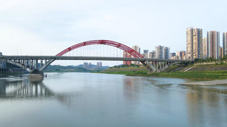 4K航拍四川渠江大桥车流