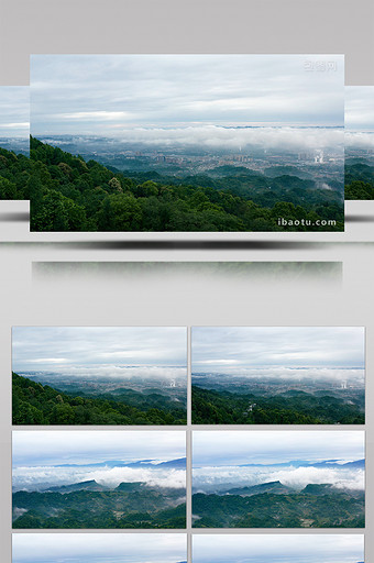 4k实拍清晨大山云海翻腾森林风光图片