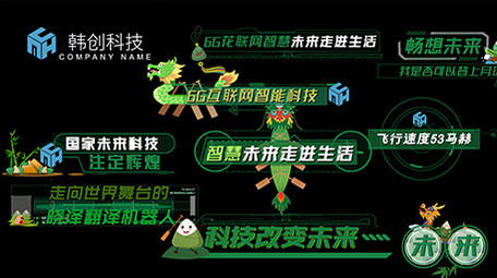 绿色端午科技花式字幕AE模板