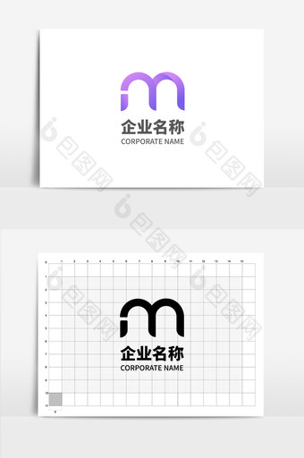 字母M形状纯字母单字母logo图片