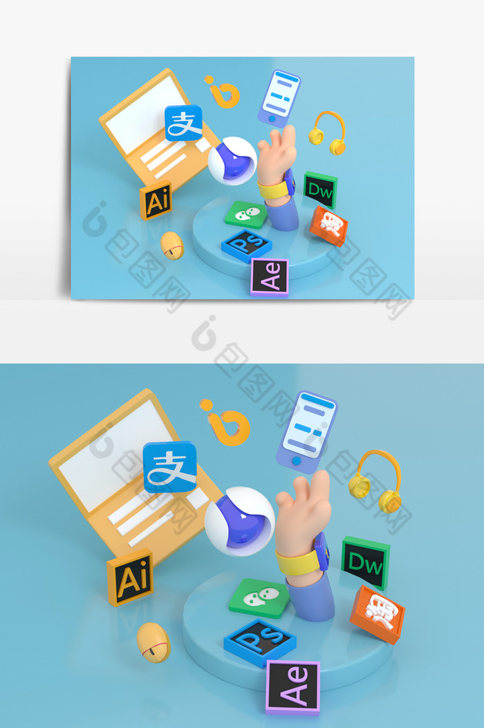 蓝色软件图标UI图标C4D元素图片图片