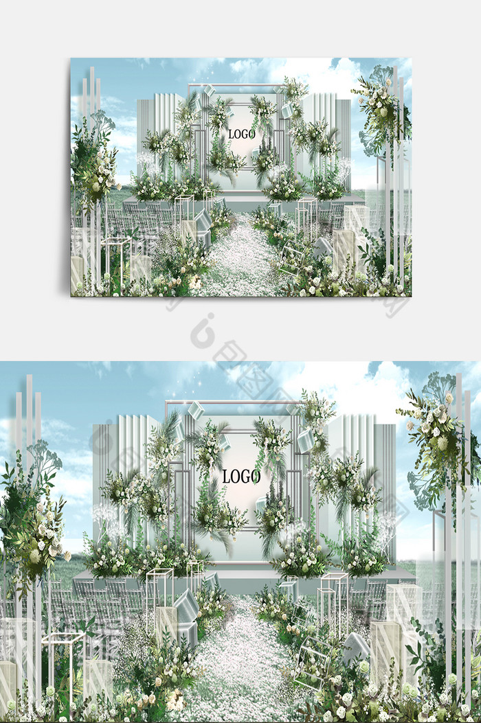 绿色植物花枝藤曼纯净高级婚礼效果图图片图片