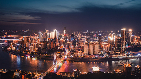 4k航拍重庆渝中半岛夜景延时城市天际线