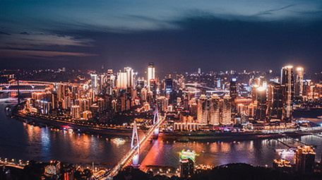 4k航拍重庆渝中半岛夜景延时城市天际线