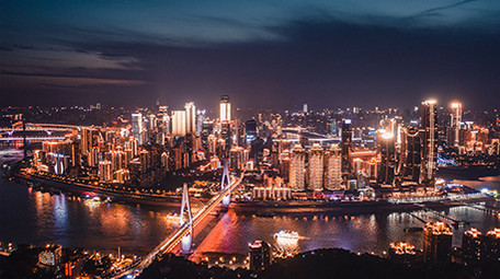 4k航拍重庆渝中半岛夜景延时城市天际线