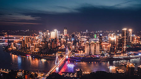 4k航拍重庆渝中半岛夜景延时城市天际线