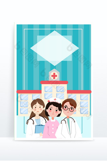 医疗医生护士医院手绘背景图片