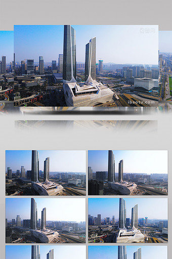 4K航拍南京地标建筑南京双子楼保利大剧院图片