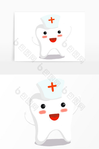 白色卡通风牙齿元素图片