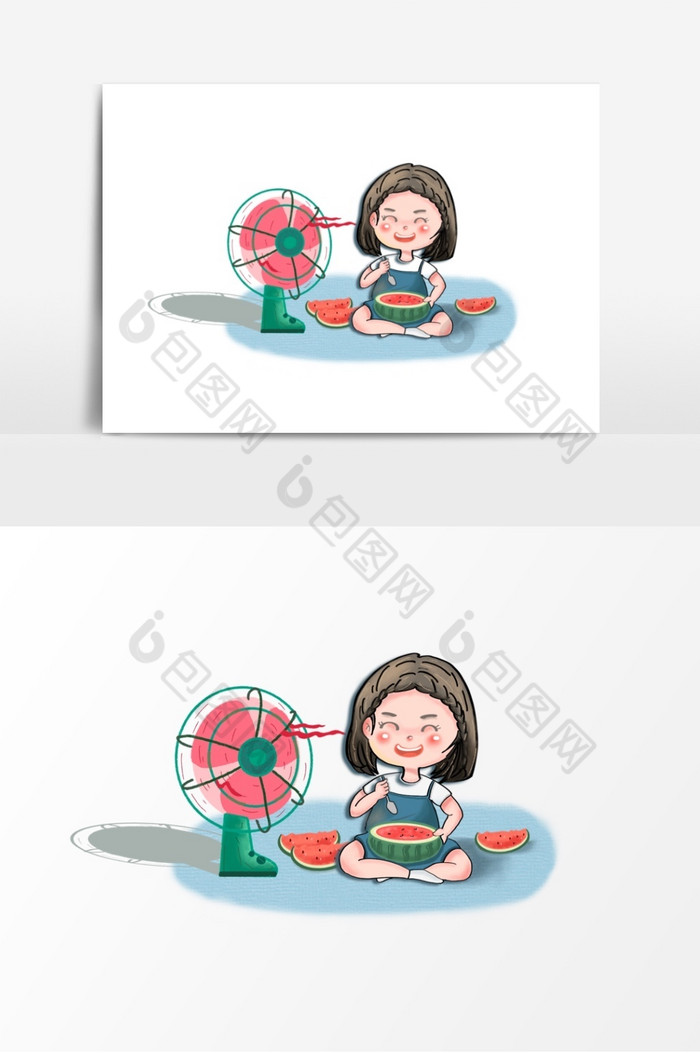 夏至女孩吃西瓜形象图片图片