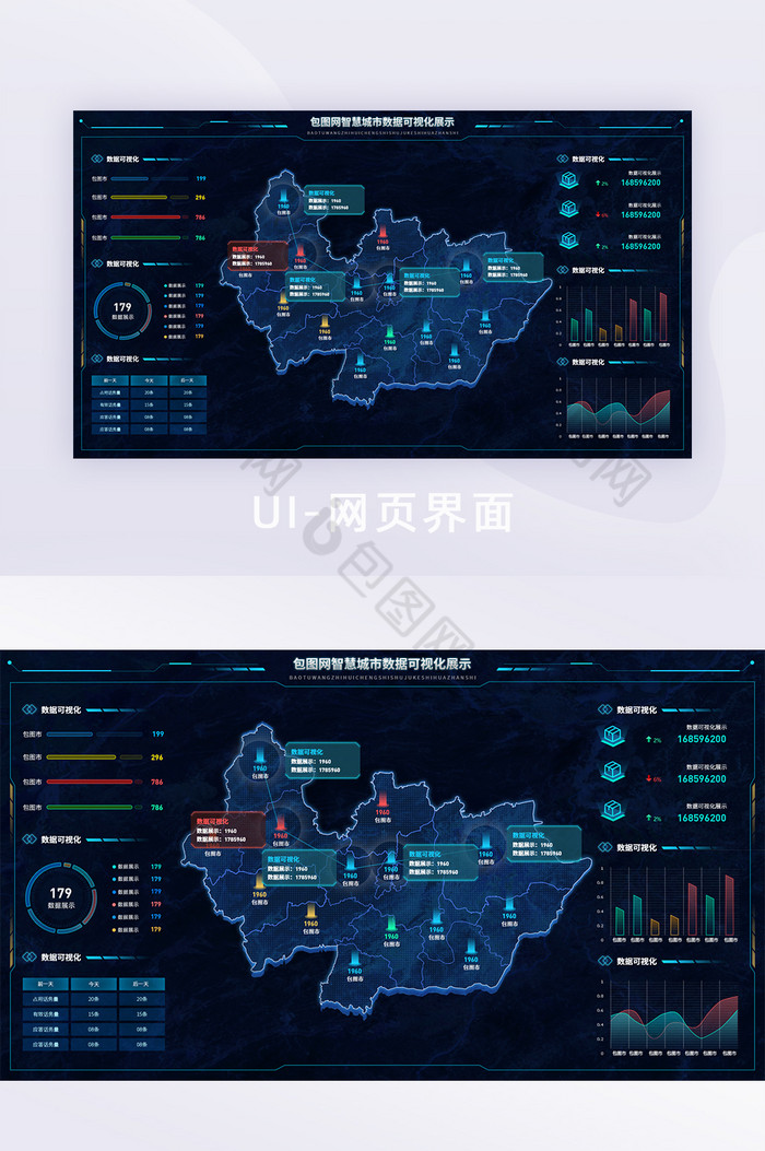 深色科技感数据可视化界面数据大屏数据展示图片图片
