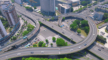 航拍福州城市高架桥交通