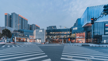 4k银橙色调购物商场<strong>夜景</strong>灯光人流车流延时