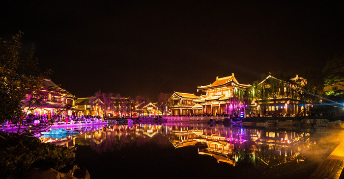 洛阳洛邑古城夜景摄影图