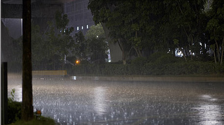 城市下雨天马路街道车流