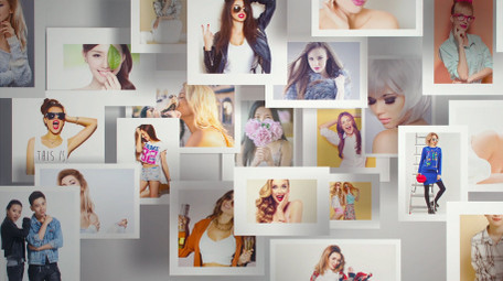 照片墙飞入动画LOGO片头AE模板