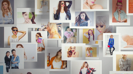 照片墙飞入动画LOGO片头AE模板