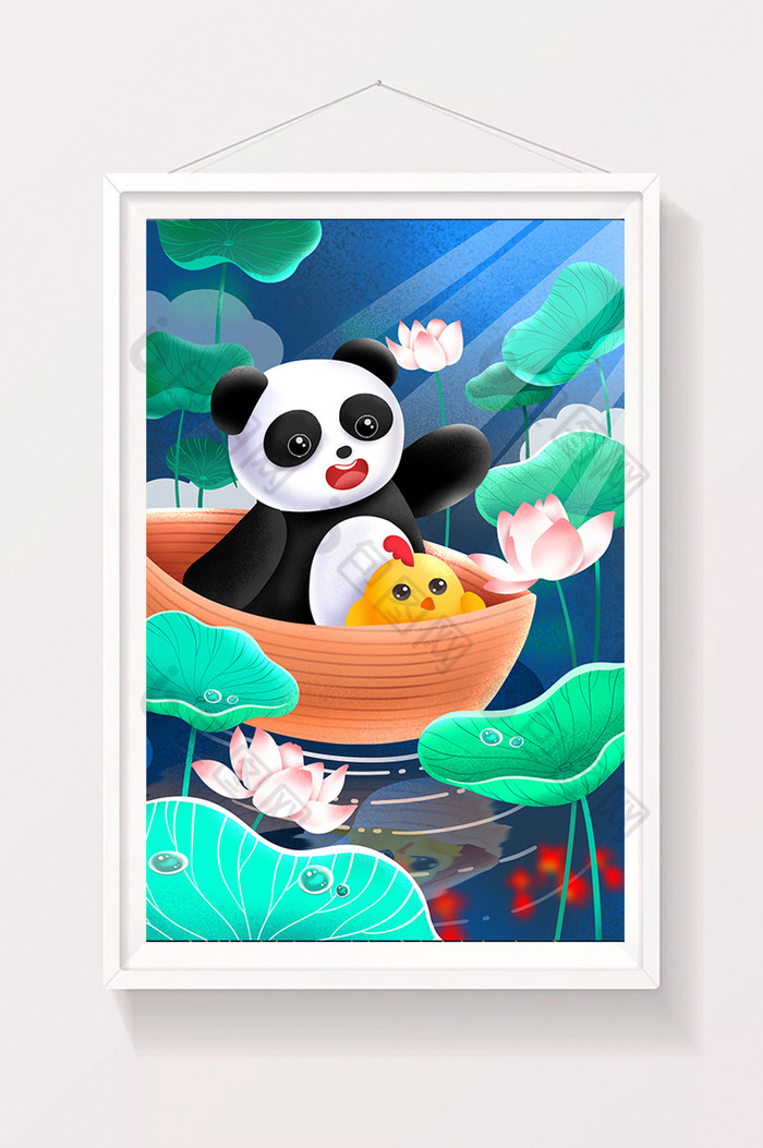 湖水熊猫船图片