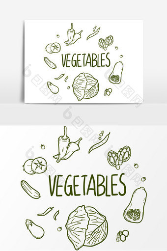 手绘可爱蔬菜瓜果矢量素材图片