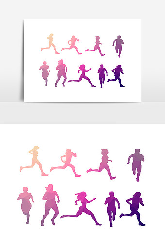 运动人物剪影粉色图片