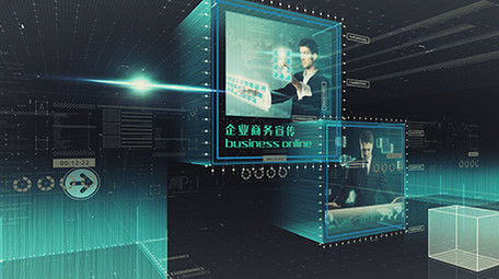 企业图文科技风三维空间AE模板